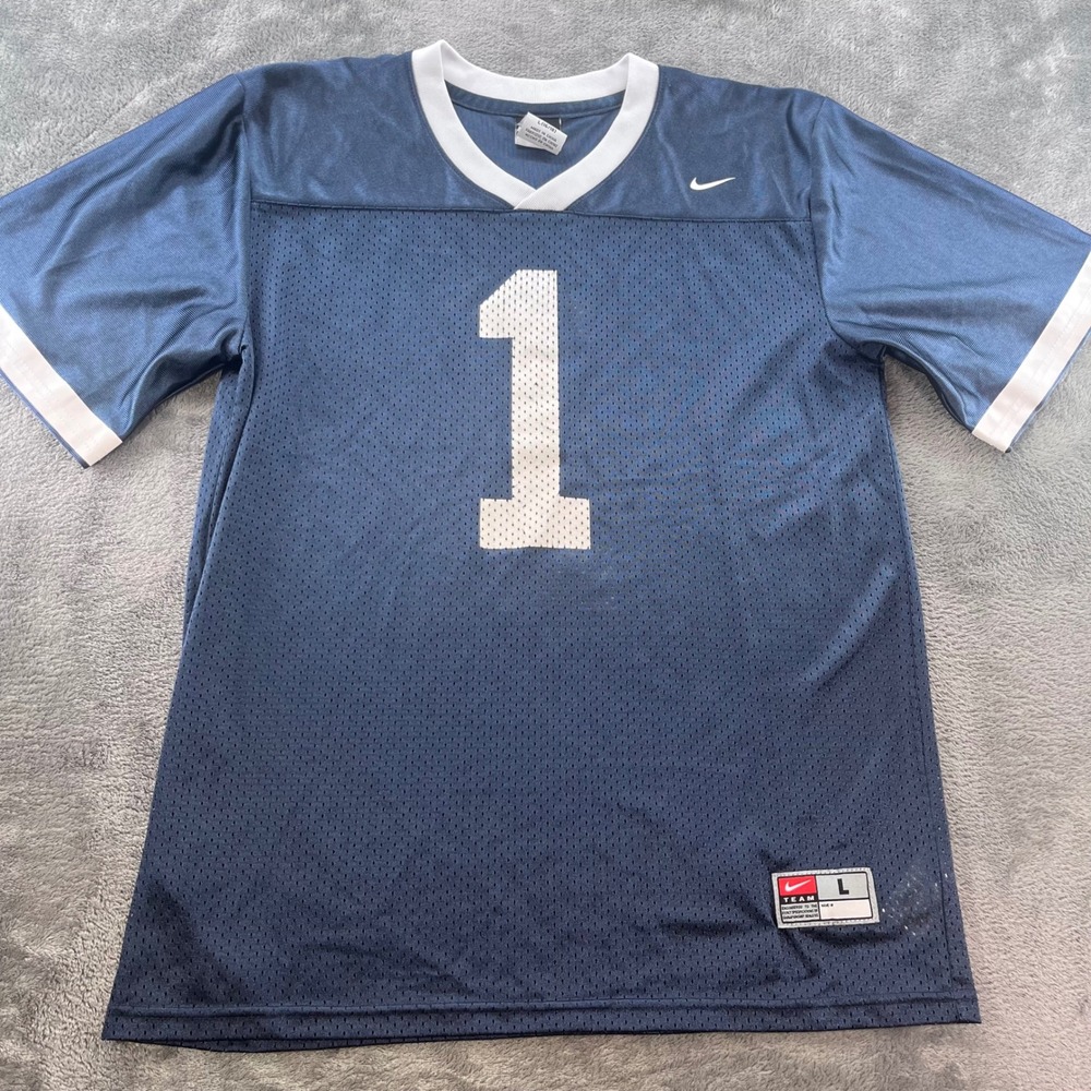 Nike Team Football Jersey Navy Blue White Number 1 Mesh Youth Large 16/18